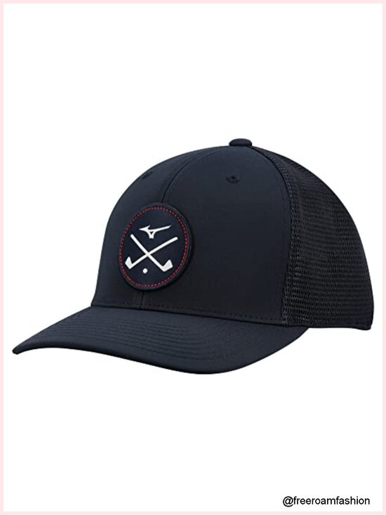 Polyester Blend Crossed Clubs Meshback Golf Hat Adjustable Snapback